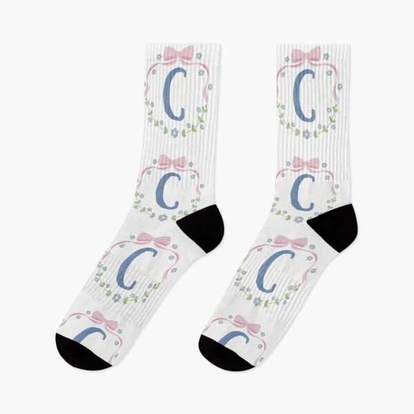 Item preview, C Initial Flowers and Bows Watercolour Wreath designed and sold by winterpumpkin.