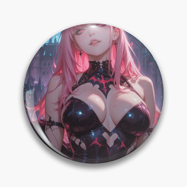 Item preview, Anime waifu vampire cyberpunk with pink hair designed and sold by Planet Utoppia.