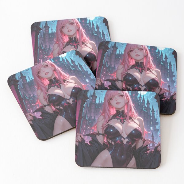 Item preview, Anime waifu vampire cyberpunk with pink hair designed and sold by Planet Utoppia.