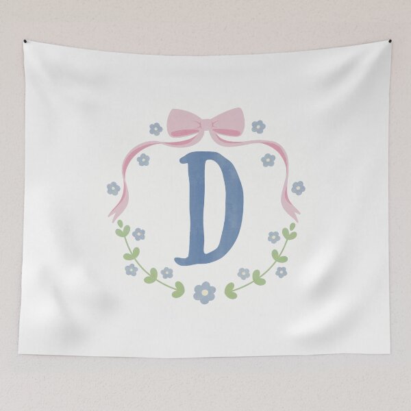 Item preview, D Initial Flowers and Bows Watercolour Wreath designed and sold by winterpumpkin.