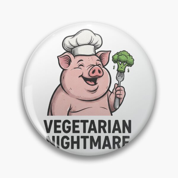 Item preview, Vegetarian Nightmare: Happy Pig Chef Hates Broccoli Funny Design designed and sold by LessSugar.
