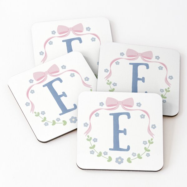 Item preview, E Initial Flowers and Bows Watercolour Wreath designed and sold by winterpumpkin.