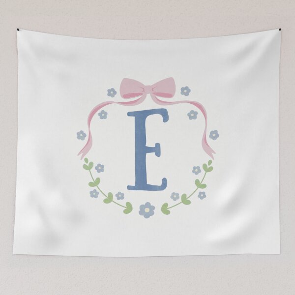 Item preview, E Initial Flowers and Bows Watercolour Wreath designed and sold by winterpumpkin.