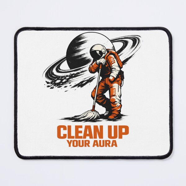 Item preview, Clean Up Your Aura Astronaut Space Janitor Saturn Rings Retro Charcoal Sketch Art - Orbit the Space Sweeper Stoic Spiritual Motivation Cosmic Housekeeping designed and sold by Vivaan Studio.