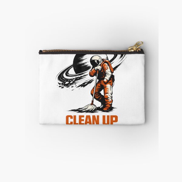 Item preview, Clean Up Your Aura Astronaut Space Janitor Saturn Rings Retro Charcoal Sketch Art - Orbit the Space Sweeper Stoic Spiritual Motivation Cosmic Housekeeping designed and sold by Vivaan Studio.