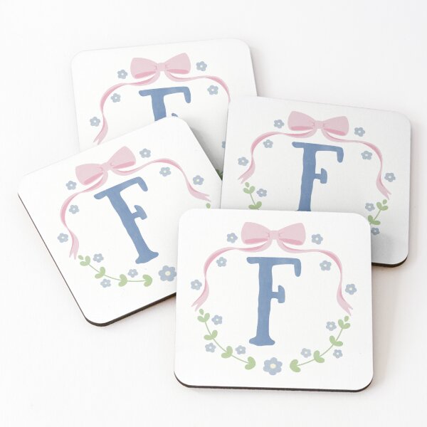 Item preview, F Initial Flowers and Bows Watercolour Wreath designed and sold by winterpumpkin.