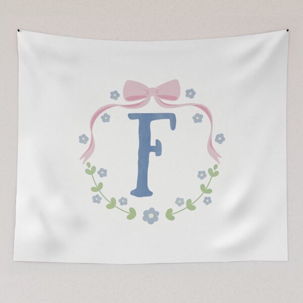 Item preview, F Initial Flowers and Bows Watercolour Wreath designed and sold by winterpumpkin.