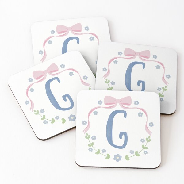 Item preview, G Initial Flowers and Bows Watercolour Wreath designed and sold by winterpumpkin.