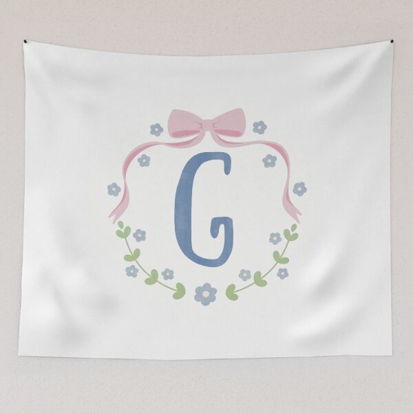 Item preview, G Initial Flowers and Bows Watercolour Wreath designed and sold by winterpumpkin.