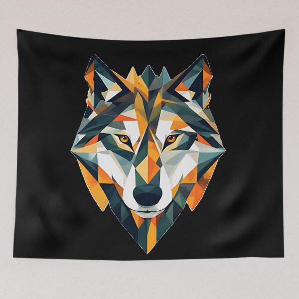 Item preview, Geometric Low Poly Wolf Head designed and sold by UrbanPrts.