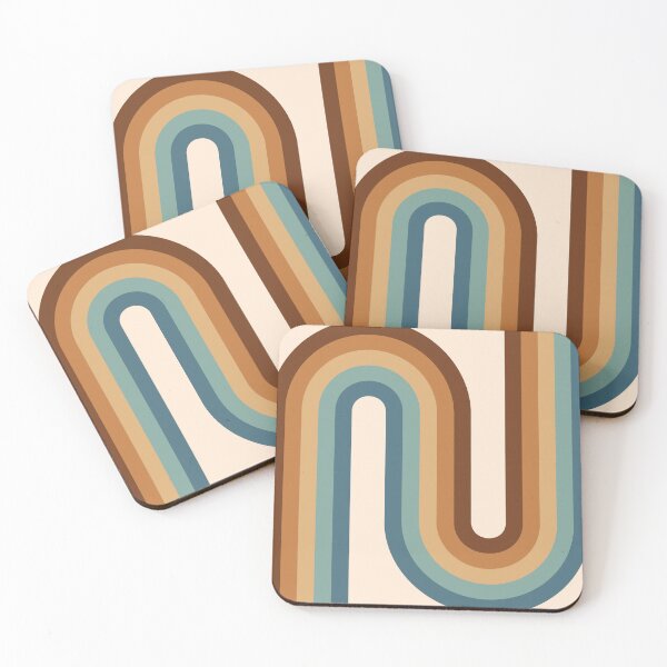 Item preview, Geometric Arches Retro Style - Blue, beige and chocolate brown designed and sold by JMgraphic.