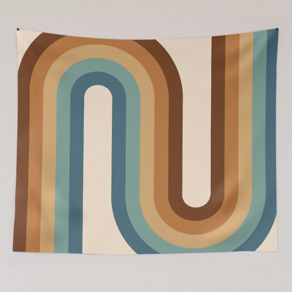 Item preview, Geometric Arches Retro Style - Blue, beige and chocolate brown designed and sold by JMgraphic.
