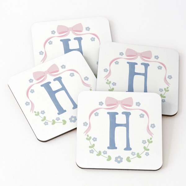 Item preview, H Initial Flowers and Bows Watercolour Wreath designed and sold by winterpumpkin.
