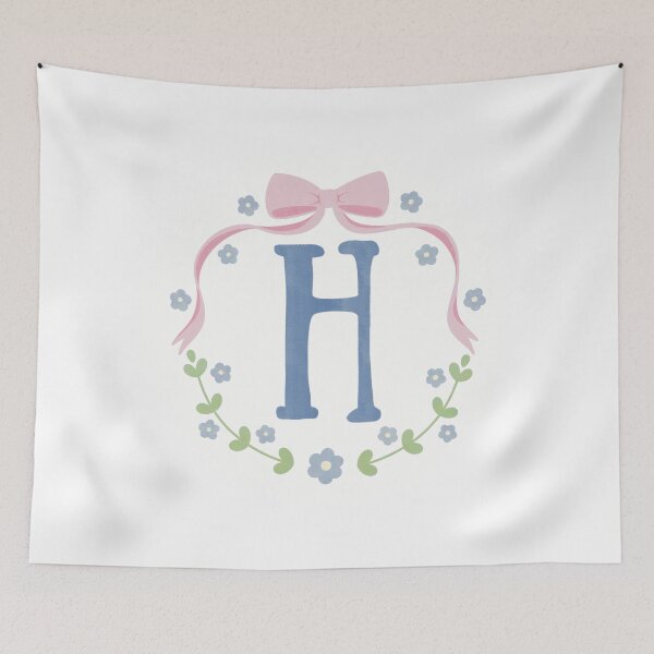 Item preview, H Initial Flowers and Bows Watercolour Wreath designed and sold by winterpumpkin.