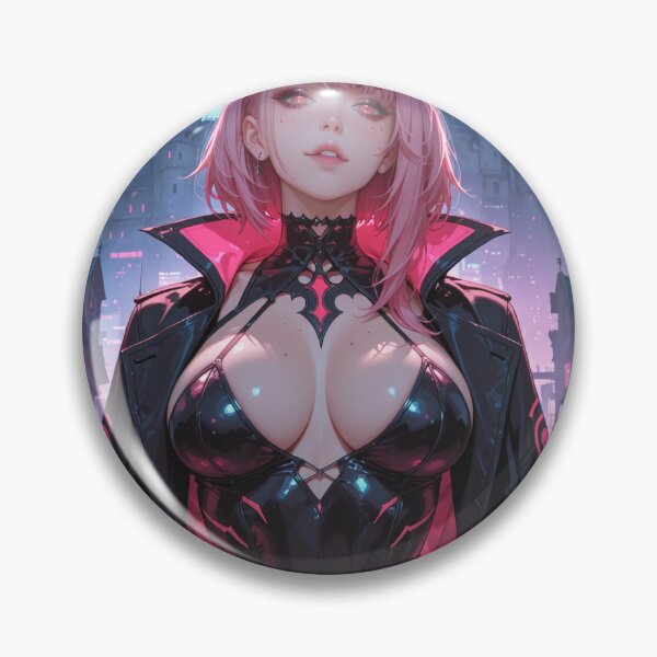 Item preview, Anime waifu vampire cyberpunk with pink hair designed and sold by Planet Utoppia.