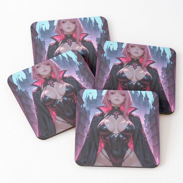Item preview, Anime waifu vampire cyberpunk with pink hair designed and sold by Planet Utoppia.
