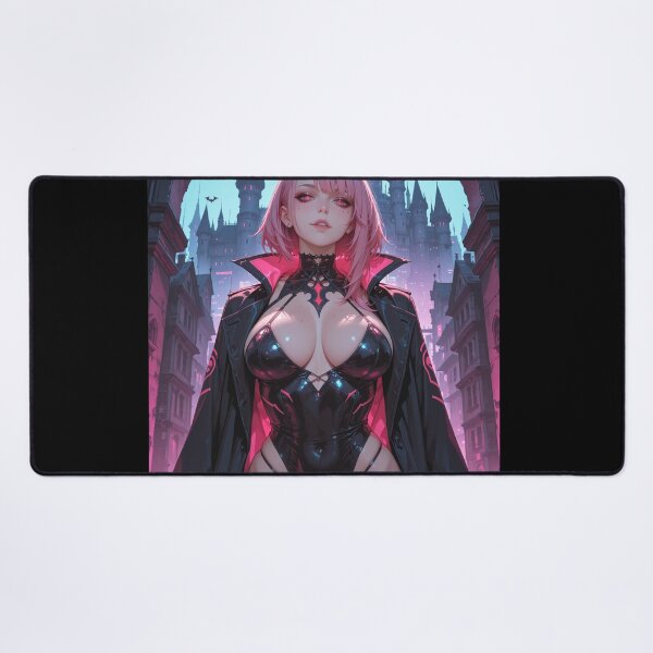 Item preview, Anime waifu vampire cyberpunk with pink hair designed and sold by Planet Utoppia.