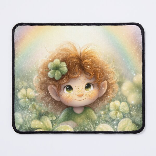 Item preview, Rainbow leprechaun with lucky clovers – whimsical St Patrick’s Day art designed and sold by olenapetol.
