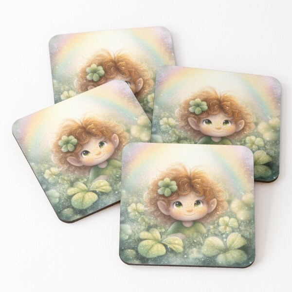 Item preview, Rainbow leprechaun with lucky clovers – whimsical St Patrick’s Day art designed and sold by olenapetol.