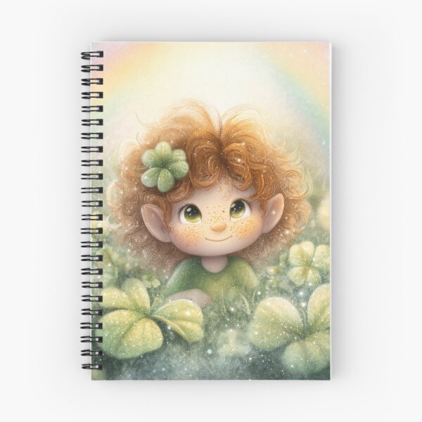 Item preview, Rainbow leprechaun with lucky clovers – whimsical St Patrick’s Day art designed and sold by olenapetol.