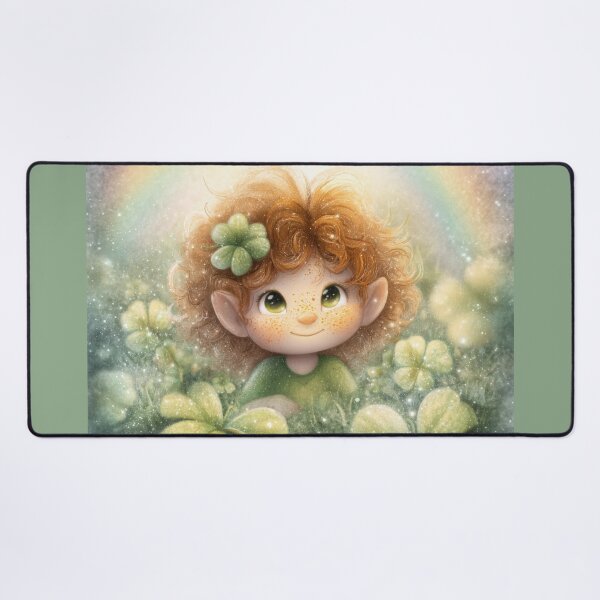 Item preview, Rainbow leprechaun with lucky clovers – whimsical St Patrick’s Day art designed and sold by olenapetol.