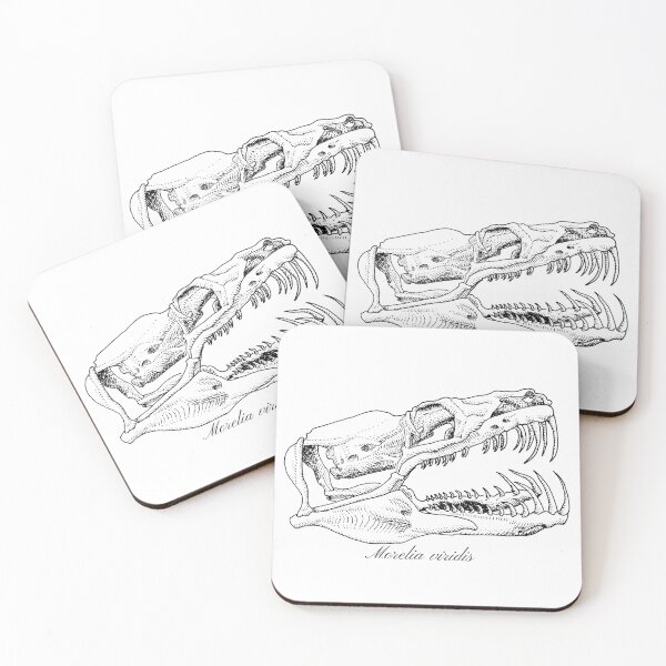 Item preview, Green python skull in pen and ink designed and sold by Drawinism.