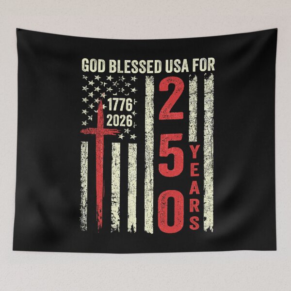 Artikelvorschau, Gott segne die USA – 250 Jahre christlich-patriotisches Design (1776–2026) entworfen und verkauft von Patchina.
