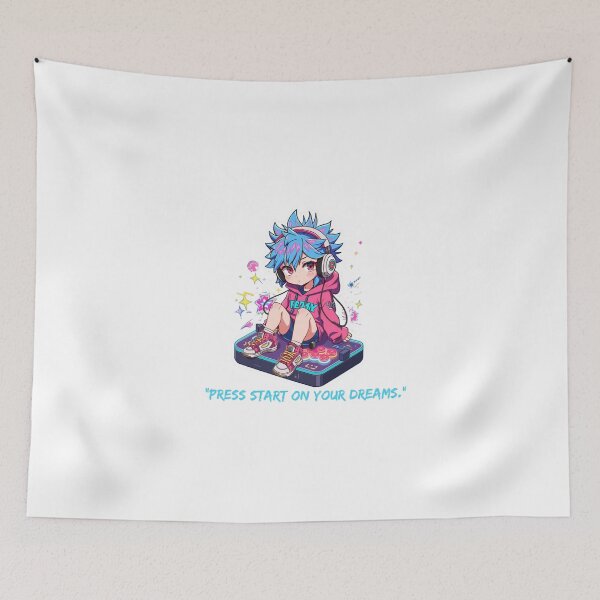 Item preview, Press Start on Your Dreams Retro Anime Gamer designed and sold by Animepopstudio.