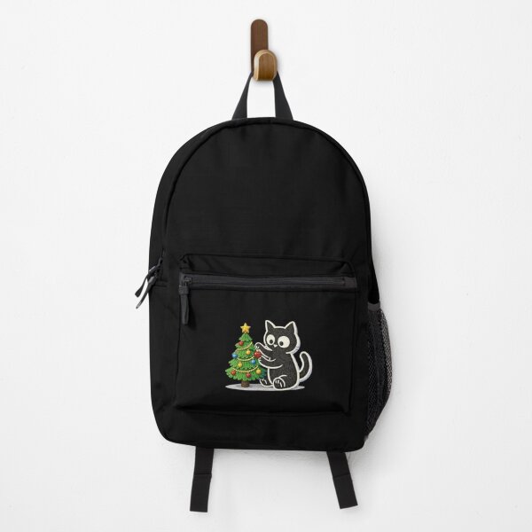 Item preview, Minimal Black Cat Decorating Christmas Tree – Cute Embroidered Holiday Cat Aesthetic Design designed and sold by ColorSplash123.