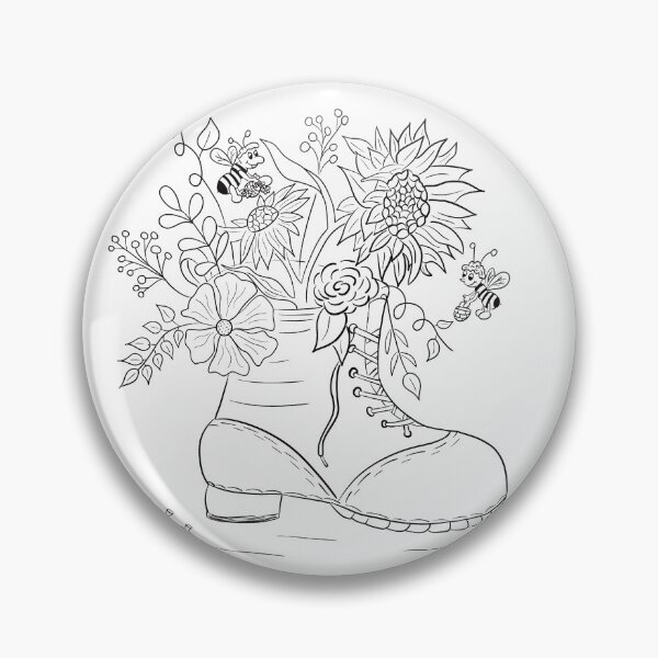 Item preview, Floral shoe / boot cottage core line art colouring page design designed and sold by LilSugarMouse.