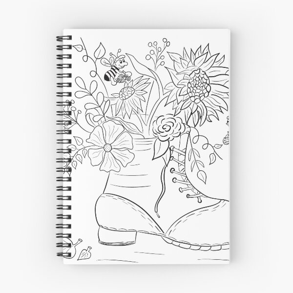 Item preview, Floral shoe / boot cottage core line art colouring page design designed and sold by LilSugarMouse.