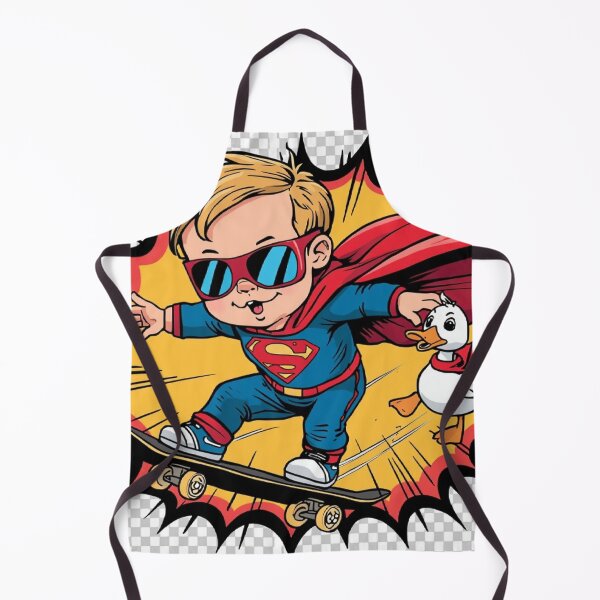 Item preview, Superhero Baby Flying on Skateboard with Golden Retriever & Hero Duck – Funny Comic T-Shirt Design designed and sold by Mitaudesign.