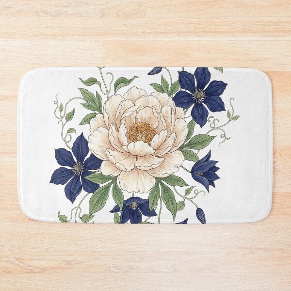 Artikelvorschau, Apricot‑Blüte mit dunkelblauen Blumen entworfen und verkauft von Herzbaumatelier.