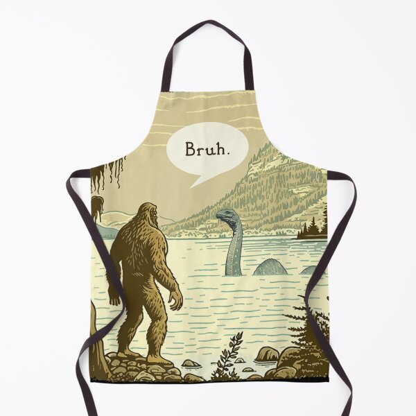 Item preview, Funny Bigfoot And Loch Ness Monster Bruh Mythical Creatures Retro Art designed and sold by stellarofsea.
