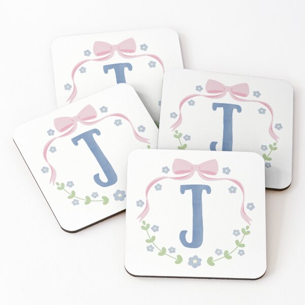 Item preview, J Initial Flowers and Bows Watercolour Wreath designed and sold by winterpumpkin.