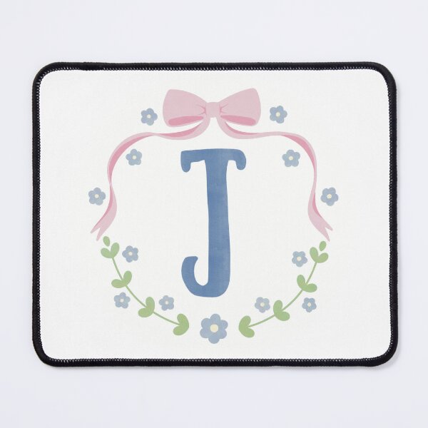 Item preview, J Initial Flowers and Bows Watercolour Wreath designed and sold by winterpumpkin.