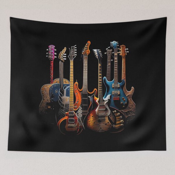 Item preview, Artistic Colorful Electric Guitar Collection Abstract Musical Instrument Wall Art designed and sold by ashenz.