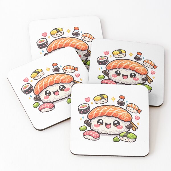Item preview, Cute Kawaii Happy Sushi – Funny Japanese Food Cartoon Sticker | Adorable Sushi Lover Gift designed and sold by ArtWaveStudio8.