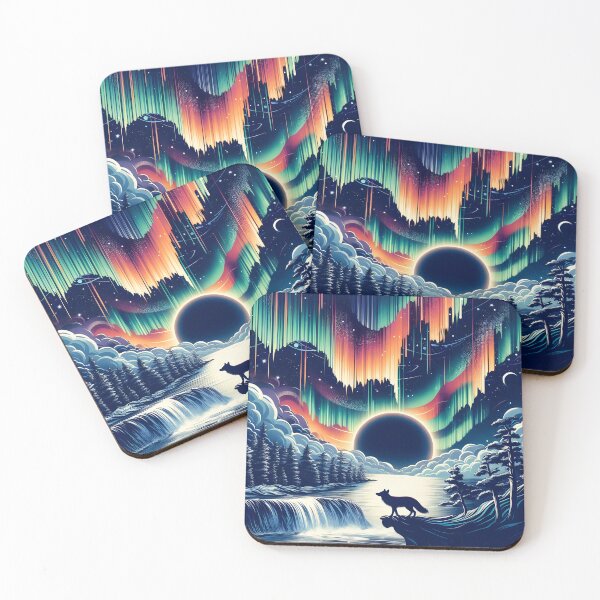 Item preview, Aurora Borealis Eclipse and Fox, Ai Generated Art   designed and sold by ACC .