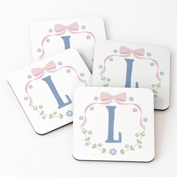 Item preview, L Initial Flowers and Bows Watercolour Wreath designed and sold by winterpumpkin.