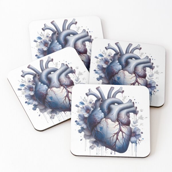 Item preview, Aesthetic Blue Floral Anatomy Heart - Watercolor Medical Art designed and sold by MouradStudio.