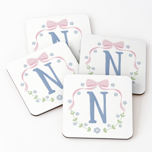 Item preview, N Initial Flowers and Bows Watercolour Wreath designed and sold by winterpumpkin.