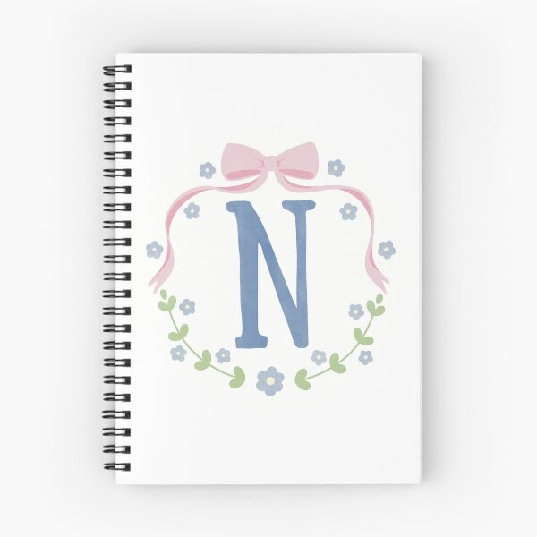 Item preview, N Initial Flowers and Bows Watercolour Wreath designed and sold by winterpumpkin.