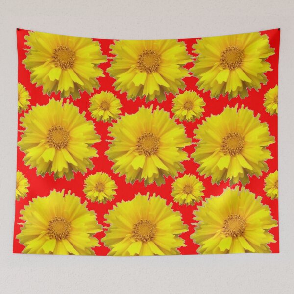 Item preview, YELLOW COREOPSIS FLOWERS RED PATTERN FROM REBUBBLE BY SHARLESART. designed and sold by sharlesart.