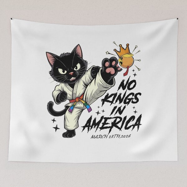 Item preview, No Kings in America March 28 2026 No Kings Day Cute Cat Karate designed and sold by Ortigzitoun.