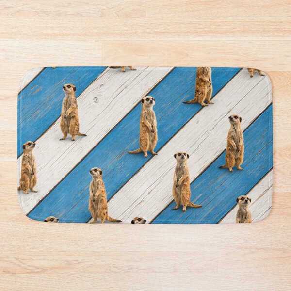 Artikelvorschau, Erdmännchenmuster | Niedliches Erdmännchen-Wiederholungsmuster | Blau gestreiftes Tierdesign entworfen und verkauft von chihuahuashower.