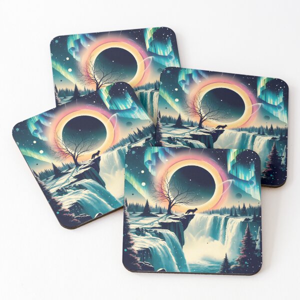 Item preview, Aurora Borealis Eclipse and Fox, Ai Generated Art   designed and sold by ACC .