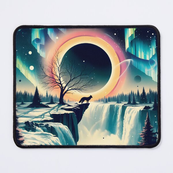 Item preview, Aurora Borealis Eclipse and Fox, Ai Generated Art   designed and sold by ACC .