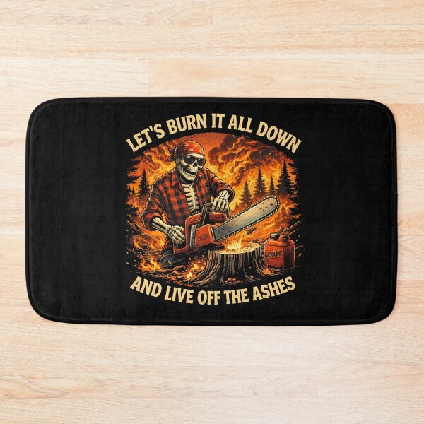Item preview, Skeleton With Chainsaw in Flames – Burn It All Down Dark Humor Biker Skeleton Shirt designed and sold by HubCreates.