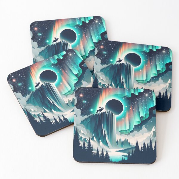 Item preview, Aurora Borealis Eclipse and Moose, Ai Generated Art   designed and sold by ACC .